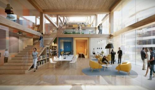 Rendered image of meeting space