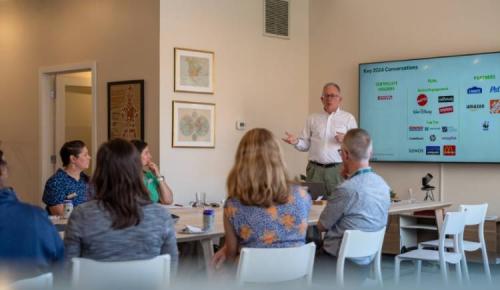 Presenter leads a discussion on FSC partnerships and key brand conversations.